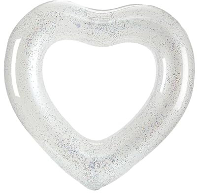 Schwimmring mit Herz Pailletten Ball Pool Float Haustier aufblasbare Matratze Schwimmring Kinderschwimmring für Kleinkinder Schwimmring schwimmend (Weiß, 107cm)