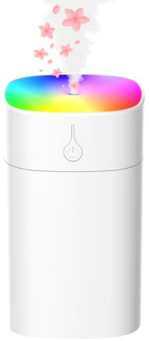 Portable Mini Humidifiers for Bedroom, 400ml Aroma Diffuser for Home Personal Desktop Plant Humidifier Indoor Fragrance Aroma Diffuser with 2 Modes, Night Light and Auto-Off Small Diffuser for Car