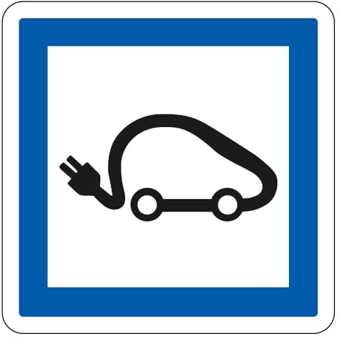 Signalétique.biz France, Panneau d'indication des services Poste de recharge de véhicules électriques CE15i Signalisation Carré Fond blanc Ecolign Panneau Securite Routiere, Gamme Ecolign, 350 mm