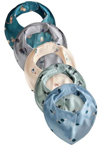 NEXT Baby Jungen Lätzchen im 5er-Pack Türkisblau One