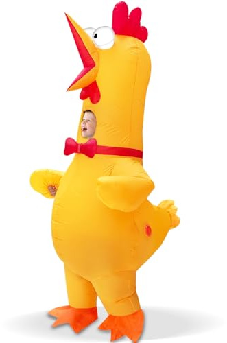 Camlinbo Inflatable Screaming Chicken Costume Kids, Halloween Full Body Blow Up Costume, Funny Halloween Inflatable for Cosplay Party