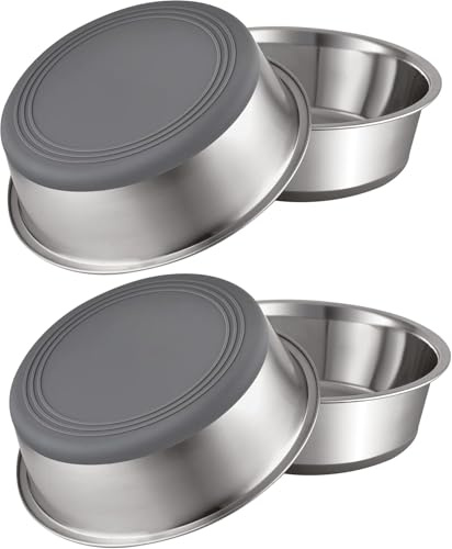 2 Stück Hundenapf Edelstahl, Hundenapf rutschfest mit Silikonboden, Hundenäpfe für Futter und Wasser, Hundeschüssel für Kleine Mittlere Große Hunde, Fressnapf Hund Metall, Dog Bowl (900ML)