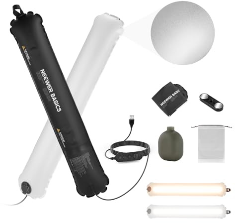 NEEWER BASICS 10W Handheld LED Fill Light 23.6/60cm, Bi Color Portable Inflatable TPU Tube Lighting, 2700K-5600K CRI95 6.4' Cable USB A Powered for Studio Photography Video Recording Streaming, GC10B