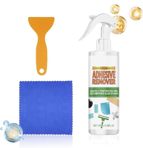 WJnflQN Adhesive Remover - 100ml Klebstoff Reiniger Set - mit Schaber Tuch Auto Aufkleber Entferner,Für Auto Boden Fliesen Wand Tapete