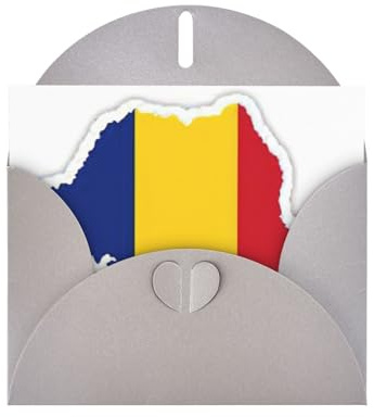 Pyjwyfmy Romania Flag Map Print Pearlized Greeting Cards Set,Blank Inside Birthday Cards And Envelopes,Thank You Cards