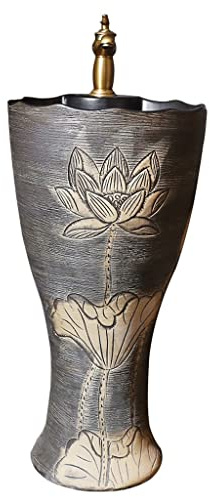 Lavandino Per Lavanderia Lavandino del bagno a colonna Lavabo a in ceramica a pavimento Combinazione a monopezzo con rubinetto Lavabi Da Esterno Freestanding