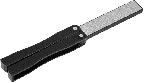 Badafaci Aiguiseur de Couteaux en Diamant, Affûtage Rapide avec Surfaces Interrompues, Poignée Antidérapante pour Cuisine, Camping, Outils de Jardin 12,5 Cm (BLACK)