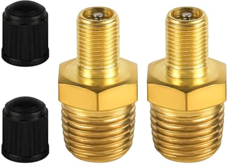 2 adaptadores de inflador de aire, válvula de aire de 1/4 NPT rosca Schrader Presta válvula de neumático, compresor de aire para válvula de llenado de tanque, válvula de aire comprimido para válvulas