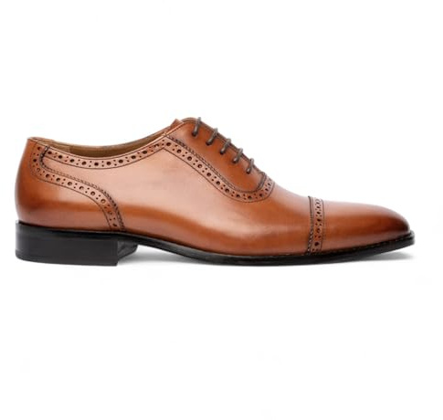 Scarpe Eleganti da Uomo Chapman & Moore in Pelle Marrone Chiaro Semi-Brogue con Punta Oxford