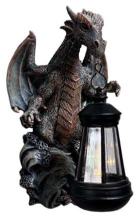 MotiveTech Statue de Dragon de Jardin à énergie Solaire, Décoration de Jardin, Figurine de Dragon, Applique Murale pour Patio, Arbres et Pelouse.