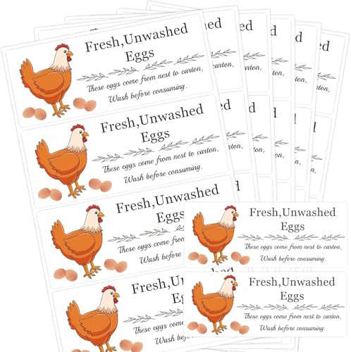 Unwashed Chicken Quail Duck Egg Carton Stickers 1 * 2.5 inch Farm Fresh Eggs Carton Labels Egg Packaging Handling Instructions Stickers for Farm Fresh Egg Business 120Pcs (Color1)