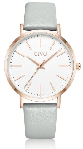 CIVO Elegant Analog Armbanduhr Damen: Einfache Große Zifferblatt Damenuhr | Leicht Lesbar Alltagsuhr für Berufliche Frauen - Klassische Geschenk für Geburtstag & Jahrestag