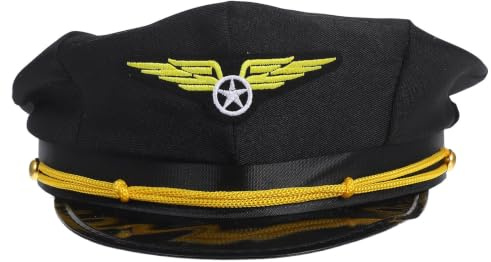 IMIKEYA Pilotenmütze aus Polyester Schwarz Leichter und Tragbarer Achtkantiger Kapitän Kostümhut für Cosplay Events und Bühnenauftritte Authentisches Design für Erwachsene