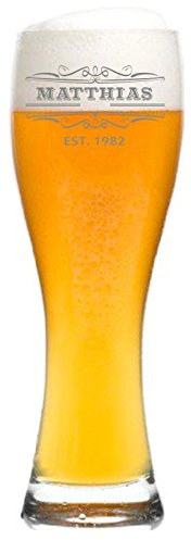 laser-diele Leonardo Weizenglas mit Gravur - Ideales Vatertagsgeschenk für Papa - 0,5l - Personalisiertes Bierglas mit Gravur - Weizenbierglas - Original