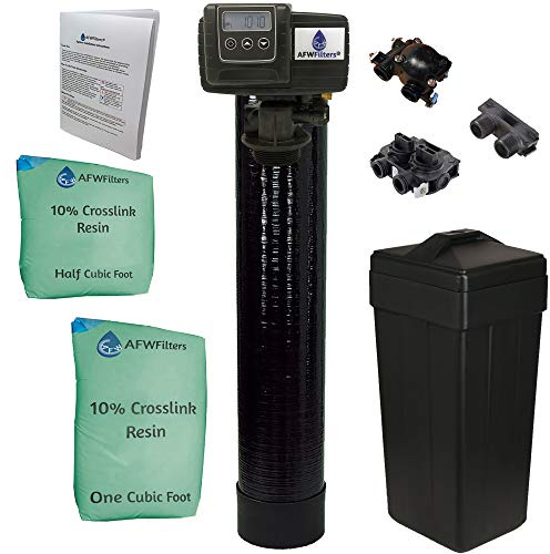 AFWFilters Fleck 5600SXT UPGRADED HIGH capacity 10% resin (48,000, Black - 1 Bypass)