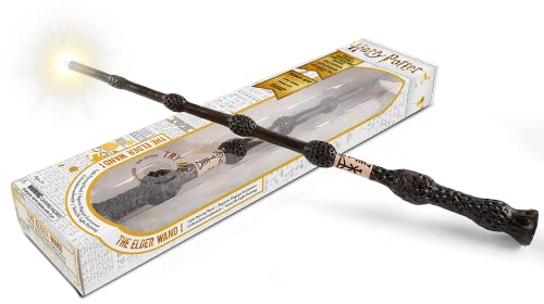 Harry Potter Zauberstab Elder Wand mit LED-Lichtspitze, 1:1 Filmreplik Handbemalt aus Harz, mit Geschenkbox & App für Lichtmalerei, batteriebetrieben
