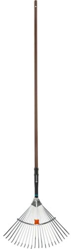 Rastrillo de Césped one Piece Rastrillar hojas, restos de césped y otros restos del jardín (gruesos y finos) Puntas de acero revestido con zinc Material del mango Madera de haya con sello, FSC® 100%