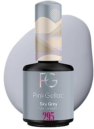 Pink Gellac Gel Nagellack UV, Veganes Nagelgel - 295 Sky Grey 15 ml | Gelnagellack für UV Lampe, Einfache Anwendung Nail Polish für 14 Tage Salonqualität, Gellack Made in Holland