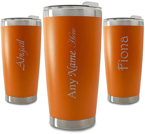 Personalised Engraved 500ml Orange Travel Cup, Personalise with Any Name