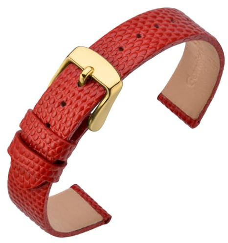 ANNEFIT Uhrenarmband 10mm 12mm 13mm 14mm 15mm 16mm 18mm 20mm Leder für Damen, Eidechsen-Prägung Ersatzarmband