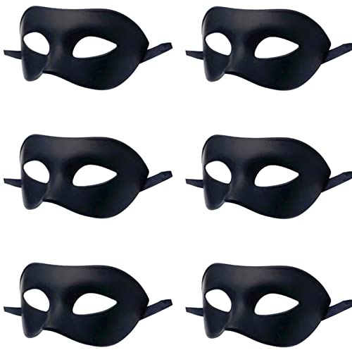 Fhlaasm maskerad för män, romersk grekisk mytologisk mask passar för halloween jul cosplay Mardi Gras party (svart, 6-pack) 19 cm (7,1 tum)
