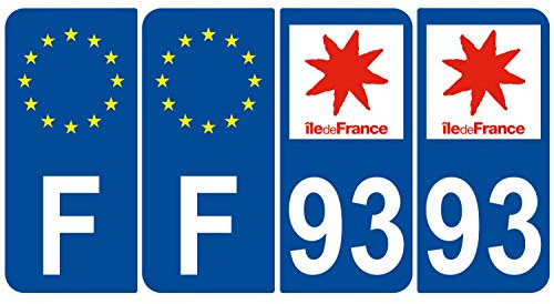 Supstick Aufkleber für Nummernschilder, Nummernschilder, selbstklebend, Motiv Ile de Frankreich, Dunkelblau / Dunkelblau, 4 Stück