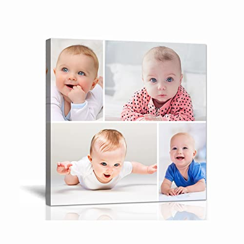 LZIMU Collage Foto Custom Leinwanddruck mit Ihren Fotos Personalisierte Leinwand Poster Personalisierte Collage Bild Leinwand für Heimdekoration(Collagenbild-7(25.00 x 25.00 cms))