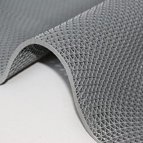 Drainage Non Slip Mats 3'x16.4' Heavy Duty Commercial Floor Mat Mesh Hollow Door Mat Roll for Swimming Pool Bathroom Kitchen Garage Indoor Outdoor Wet Area,Gray/Grey,0.9×5M/3×16.4FT
