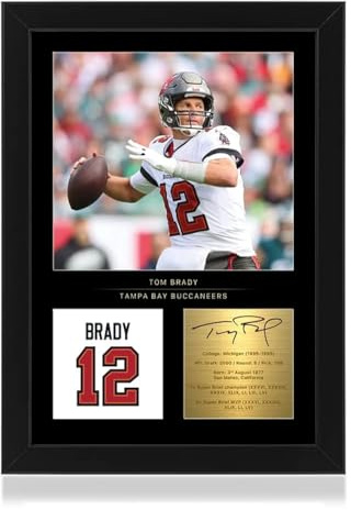 Win FC Gerahmtes Foto von Tom Brady, A4, reproduzierte digitale Signatur, Geschenk für Tampa Buccaneers Fan