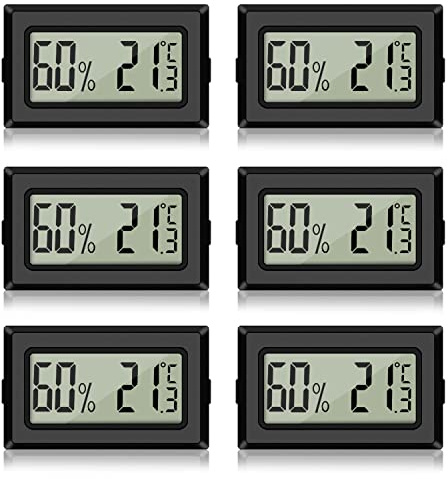 Thermometer Hygrometer, 6 Stück LCD Digital Mini Digital Innen Temperaturmesser Feuchtigkeitsmesser, Zimmerthermometer Luftfeuchtigkeitsmesser für Zuhause Büro Gewächshaus Autos