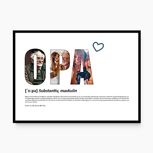 codiarts. Poster XL-Grußkarte personalisiert, mit deinen Fotos und Definition, DIN A4 Klappkarte, inkl. Umschlag, optional mit Rahmen, Fotogeschenk personalisierbar (004 OPA)