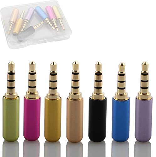 RUNCCI-YUN 7-Pack klinkenstecker mm löten 3,5-mm Audio-Lötstecker, 4-polig vergoldet TRRS-Stecker für Reparatur und Ersetzen von DIY-Stereo-Kopfhörern