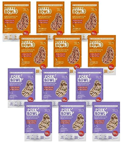 Dog Heroes Cibo Umido Congelato per Cani Maiale + Tacchino (55%) | Monoproteico | Senza cereali | 100% naturale | Preparato in Italia | Multipack 12x650g