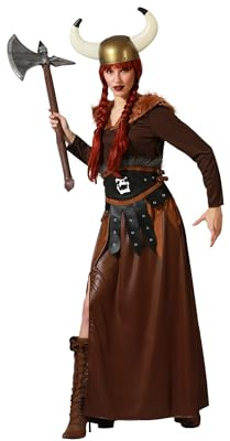 Atosa Disfraz Vikinga Mujer Guerrera Nórdica Escandinavia Época Vestimenta Antigua Traje De Batalla Vestido Largo Cuero