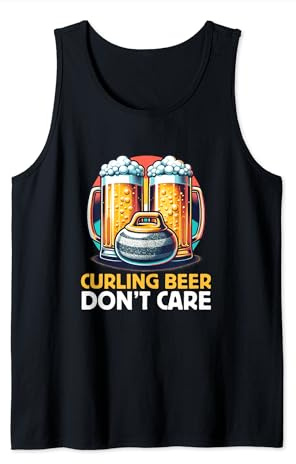 Funny Curling Beer Don't Care Beer Drinking Curler Tank Top