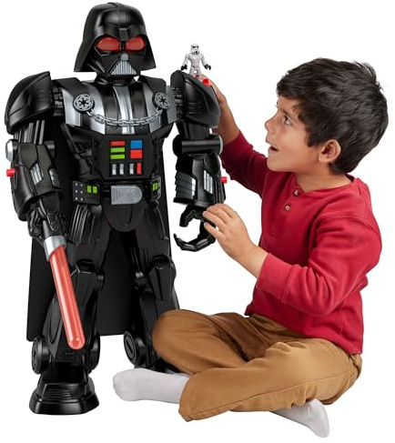 Fisher-Price Imaginext STAR WARS Darth Vader-Bot, ca. 60 cm großes Spielzeug, Lichter, Geräusche und Sturmtruppler Die-Cast Figurenschlüssel, ab 3 Jahren, HXG51