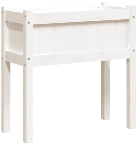 vidaXL Jardinera con Patas Madera Maciza de Pino Blanco 70x31x70 cm