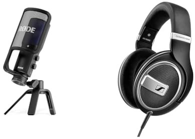 RØDE NT-USB+ Professionelles USB-Mikrofon für Profi-Audioaufnahmen direkt auf dem Computer oder Mobilgerät, schwarz & Sennheiser HD 599 Special Edition, Kopfhörer mit offenem Rücken, Schwarz