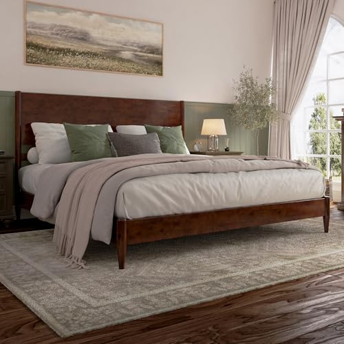 AFI, Pasadena King Solid Wood Low Profile Platform Bed, Walnut