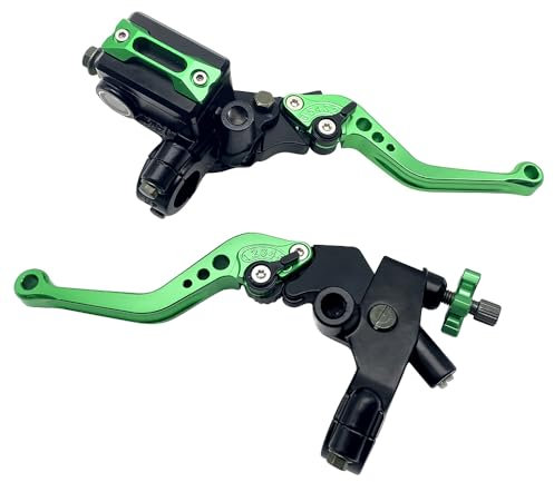 Mabutingti Upgrade 7/8 22mm Universale Pompa Cilindro Maestro Freno Leva frizione Sinistra Destra Set Compatibile con Polaris Yama-ha Suzuki Honda Kawa-saki Moto (Verde)
