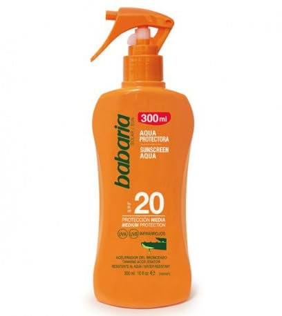 Babaria - Spray Body Milk Protectora Spf20 | Crema Cuerpo Hidratante Para Hombre Y Mujer | Protector Solar Spf20 | Leche Corporal Hidratante Con Aloe Vera | Crema Solar