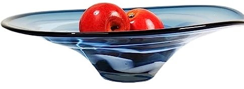 NTIYOU Fruit Bowl Fruit and vegetable basket Countertop fruit basket Glass fruit tray Large blue snack fruit tray Large capacity storage Trays