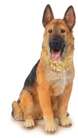 lvifloae Décoration De Jardin en Résine Wolfdog Statue De Chien, Berger Allemand Intérieur Et Extérieur, Paysage, Patio, Cour, Décoration Animale