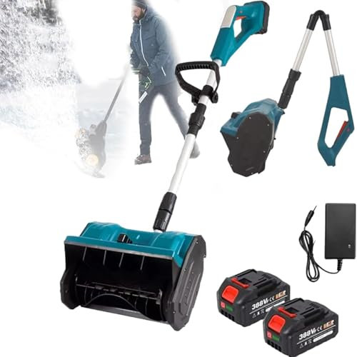 Pala quitanieves a batería, quitanieves eléctrico de Mano, quitanieves inalámbrico con Mango Ajustable, quitanieves Recargable, para Patio, área de Juegos, Granja, 2 baterías