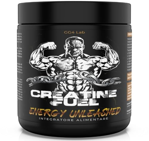 GG4Lab Creatina Monoidrata 5g Pre Workout | Pre Allenamento Booster Palestra con Beta Alanina, Citrullina, BCAA, Caffeina e Taurina | Gusto Arancia 30 Dosi 300g | Stack 13 Ingredienti Made in Italy