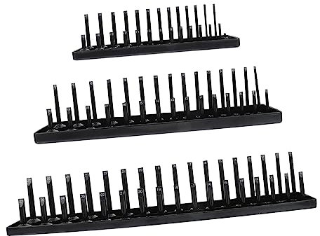 Housoutil 3pcs Socket Holder Organizer Tray for Metric SAE Drive Car Socket Storage Tool Box Organiser Trays