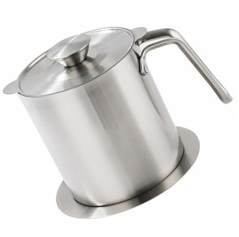 NAMOARLY Colador De Grasa De Cocina Con Filtro y Depósito De Aceite 2.0l Acero Inoxidable Con Tapa Diseño Antideslizante Almacenamiento Para Cocina