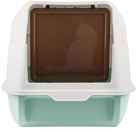 Bandeja de arena para gatos para casa de aseo para gatos plegable con tapa | XXL bandeja de arena plegable con cajón y pala, gran capacidad | portátil, 36 x 51 x 34 cm (azul) (2 piezas)