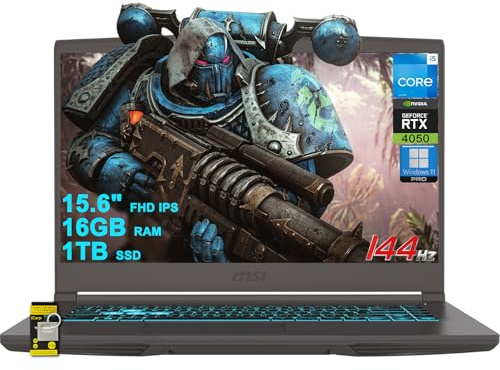 MSI Thin 15 Gaming Laptop 15.6 FHD IPS 144Hz Intel Octa-core i5-13420H (Beats i7-11800H) 16GB RAM 1TB SSD GeForce RTX 4050 Backlit USB-C Win11Pro w/ICP Hub