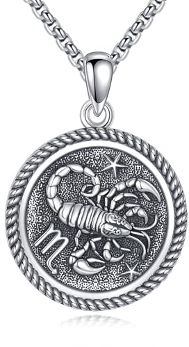 URONE Skorpion Kette 925 Sterling Silber Skorpion Anhänger und Kette Sternzeichen Halskette Sternzeichen Schmuck Geburtstag Geschenke für Frauen Männer